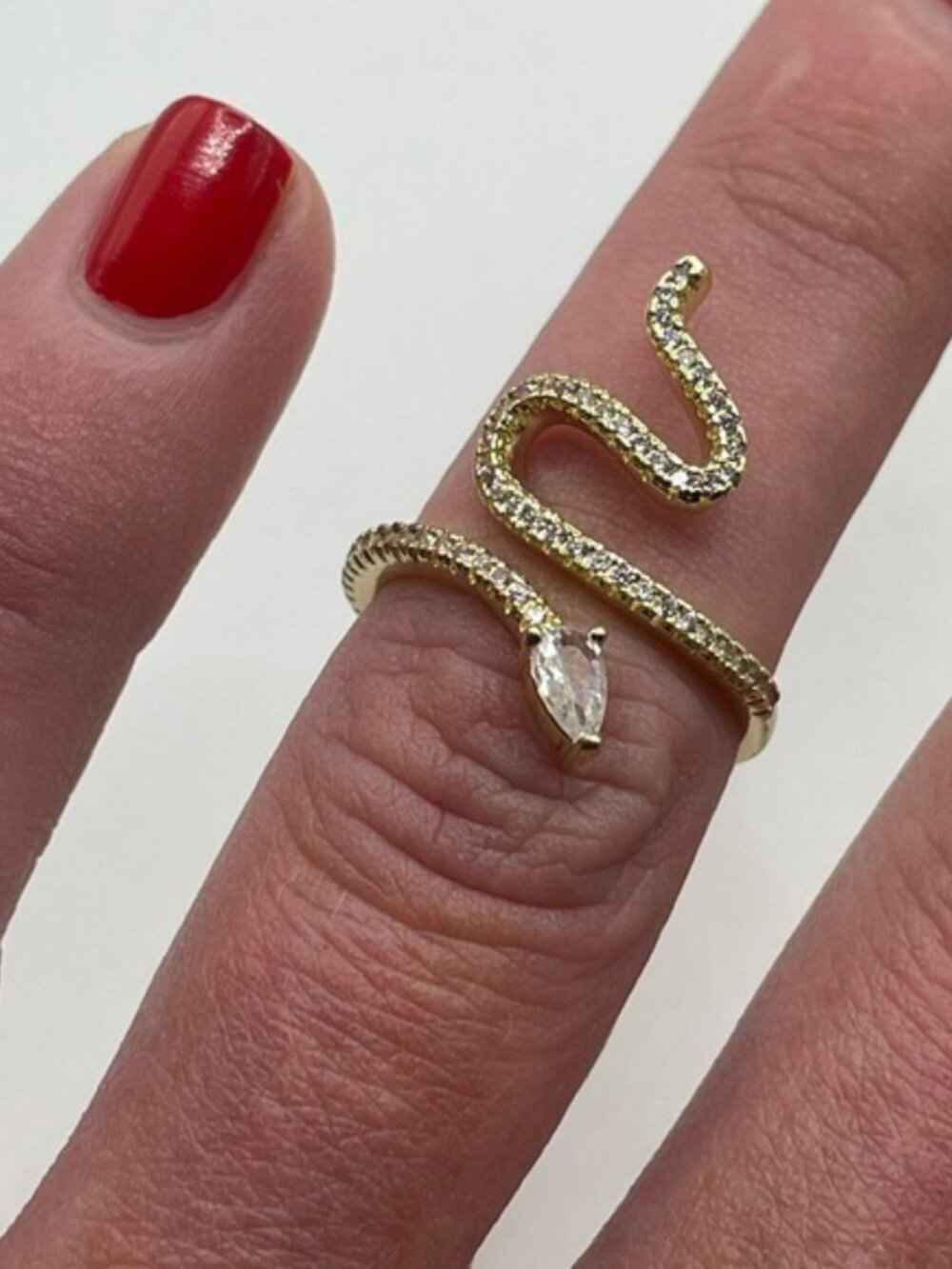 14K Gold Plated Swarovski Crystal Accented‎ Winding Snake Ring Size 6 - Picture 5 of 8